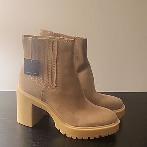 Dolce Vita Beige Heeled Ankle Boots